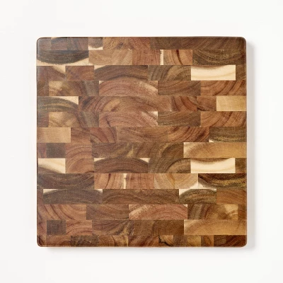 14"x14" End Grain Acacia Wood Cutting Board Natural - Figmint™ 4 14"x14" End Grain Acacia Wood Cutting Board Natural - Figmint™ - Image 2