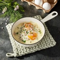 7" Rope Trivet Marled Sage Green - Figmintâ„¢: Reversible Woven Pot Holder, Spring Kitchen Textile