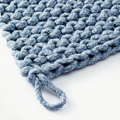 7" Rope Trivet Marled Blue - Figmint™: Reversible Pot Holder, Woven Kitchen Textile, Spot Clean 4 7" Rope Trivet Marled Blue - Figmint™: Reversible Pot Holder, Woven Kitchen Textile, Spot Clean - Image 2
