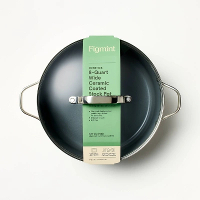 8qt Nonstick Ceramic Coated Aluminum Wide Stock Pot - Figmint™ 6 8qt Nonstick Ceramic Coated Aluminum Wide Stock Pot - Figmint™ - Image 5