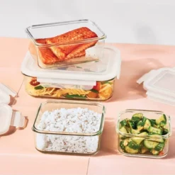8pc (Set Of 4) Glass Food Storage Container Set Clear - Figmint™