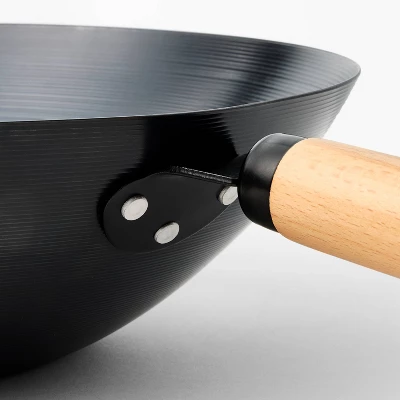 13.5" Carbon Steel Wok Dark Gray - Figmint™: 6 Qt Capacity, Hand Wash, Gas & Electric Compatible 5 13.5" Carbon Steel Wok Dark Gray - Figmint™: 6 Qt Capacity, Hand Wash, Gas & Electric Compatible - Image 3