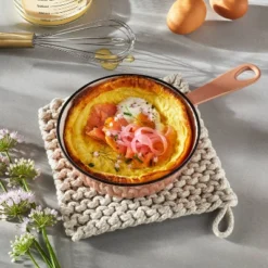 7" Rope Trivet Marled Light Gray - Figmintâ„¢: Reversible Pot Holder, Woven Polyester, Kitchen Textile