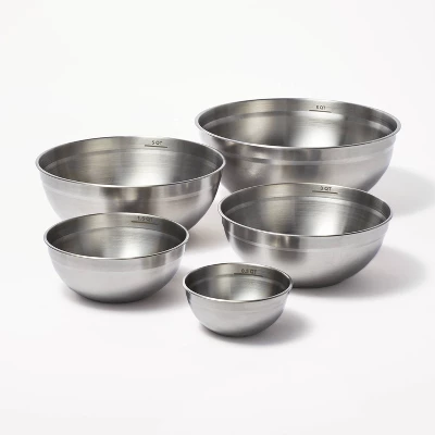 5pc Stainless Steel Non-Slip Mixing Bowls (no Lids) Silver - Figmint™: Nesting Kitchen Set, Dishwasher-Safe, 0.5-8 Qt. 5 5pc Stainless Steel Non-Slip Mixing Bowls (no Lids) Silver - Figmint™: Nesting Kitchen Set, Dishwasher-Safe, 0.5-8 Qt. - Image 3