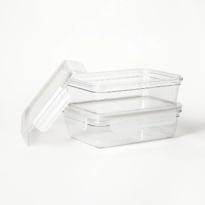 4pc (set Of 2) 5.5 Cup Tritan Plastic Rectangle Food Storage Container Set Clear - Figmint™: Stackable Design 4 4pc (set Of 2) 5.5 Cup Tritan Plastic Rectangle Food Storage Container Set Clear - Figmint™: Stackable Design - Image 2