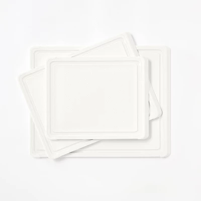 3pc Nonslip Recycled Poly Cutting Board Set Vintage Cream - Figmint™: Plastic, Dishwasher-Safe, Juice Canal 6 3pc Nonslip Recycled Poly Cutting Board Set Vintage Cream - Figmint™: Plastic, Dishwasher-Safe, Juice Canal - Image 4