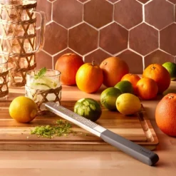 Zester With Shield Dark Gray - Figmint™: Stainless Steel Citrus Grater, Reusable Cover, Dishwasher-Safe