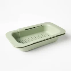 Plastic Narrow Over The Sink Expandable Colander With Soaking Tray Green - Figmint™: Strainer, Dishwasher-Safe -Figmint GUEST 363b057d cf69 4517 9e5a 370d6841af39