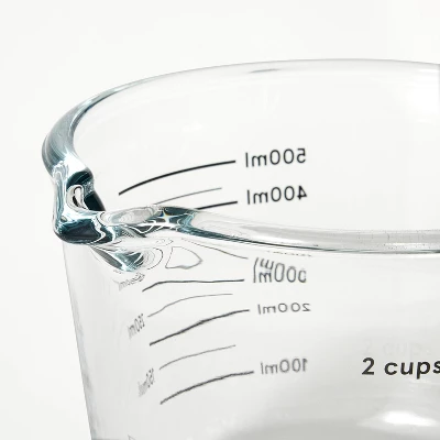 2 Cup Glass Measuring Cup Clear - Figmint™: Borosilicate, Microwave & Dishwasher Safe, 16oz Capacity 4 2 Cup Glass Measuring Cup Clear - Figmint™: Borosilicate, Microwave & Dishwasher Safe, 16oz Capacity - Image 2