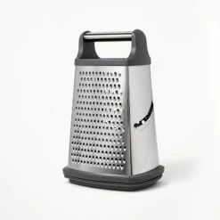 Stainless Steel Box Grater With Removable Bottom Container And Lid Silver/Gray - Figmint™: Cheese Grater Handheld, Dishwasher-Safe -Figmint GUEST 489908c4 8d9b 46f6 ad9b 153aceecf892