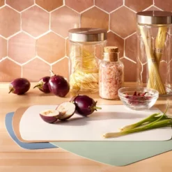 4pc 14"x11" Nonslip Cutting Mat Set - Figmint™: Multicolor Silicone Cutting Board Set, Hand Wash