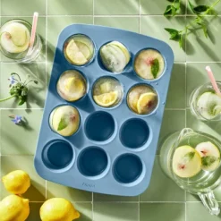 12ct Silicone Muffin Pan Blue - Figmint™:Oven & Dishwasher Safe, 10-Year Warranty