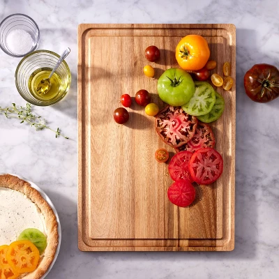 14"x20" Acacia Wood Carving Board With Juice Groove Natural - Figmint™: Reversible Wooden Cutting Board, Charcuterie 3 14"x20" Acacia Wood Carving Board With Juice Groove Natural - Figmint™: Reversible Wooden Cutting Board, Charcuterie