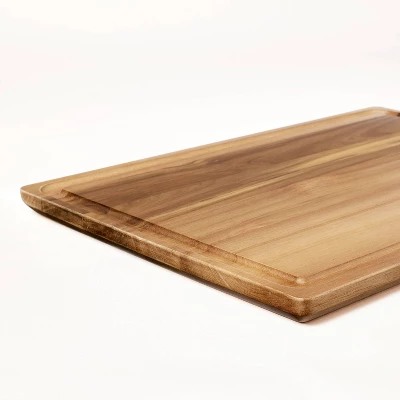 14"x20" Acacia Wood Carving Board With Juice Groove Natural - Figmint™: Reversible Wooden Cutting Board, Charcuterie 5 14"x20" Acacia Wood Carving Board With Juice Groove Natural - Figmint™: Reversible Wooden Cutting Board, Charcuterie - Image 3