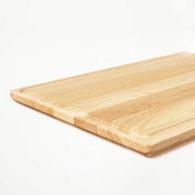 14"x20" Rubberwood Carving Board With Juice Groove Natural - Figmint™ 5 14"x20" Rubberwood Carving Board With Juice Groove Natural - Figmint™ - Image 3