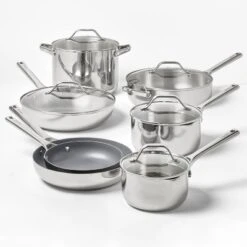 8" Nonstick Stainless Steel Fry Pan Silver - Figmint™: Ceramic Nonstick, Induction Safe, Oven-Safe To 500°F -Figmint GUEST 74c23a5d a210 4a54 bb45 17aa5157d1aa