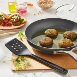 12" Nonstick Hard Anodized Aluminum Frypan With Cover Dark Gray - Figmintâ„¢