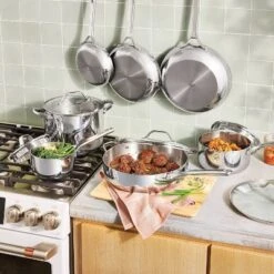 12pc Stainless Steel Nonstick Cookware Set Dark Gray - Figmint™: Induction & Oven Safe, Dishwasher-Safe, 18 Pieces