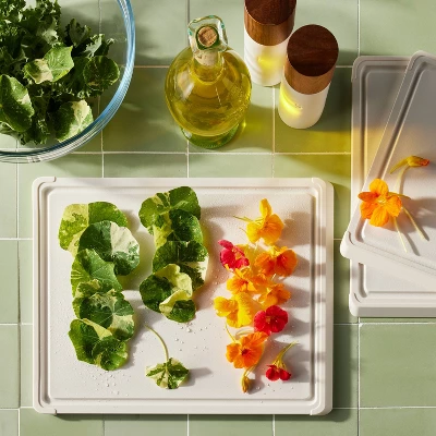 3pc Nonslip Recycled Poly Cutting Board Set Vintage Cream - Figmint™: Plastic, Dishwasher-Safe, Juice Canal 3 3pc Nonslip Recycled Poly Cutting Board Set Vintage Cream - Figmint™: Plastic, Dishwasher-Safe, Juice Canal