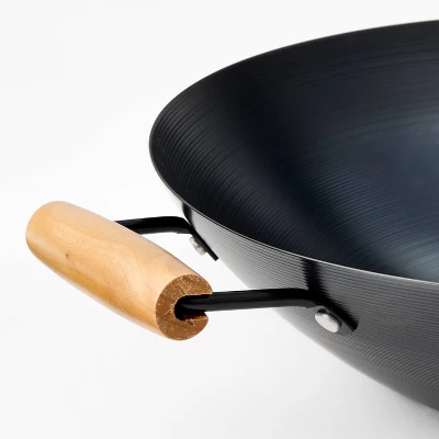 13.5" Carbon Steel Wok Dark Gray - Figmint™: 6 Qt Capacity, Hand Wash, Gas & Electric Compatible 4 13.5" Carbon Steel Wok Dark Gray - Figmint™: 6 Qt Capacity, Hand Wash, Gas & Electric Compatible - Image 2