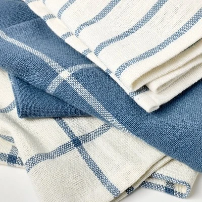 3pk Kitchen Towels Blue - Figmint™: Cotton Check Dish Towel Set, 28"x18", OEKO-TEX Certified, Easter Decor 4 3pk Kitchen Towels Blue - Figmint™: Cotton Check Dish Towel Set, 28"x18", OEKO-TEX Certified, Easter Decor - Image 2