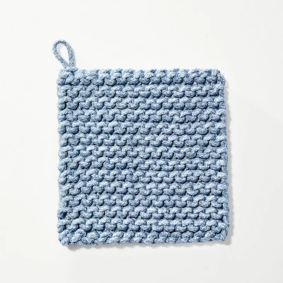 7" Rope Trivet Marled Blue - Figmint™: Reversible Pot Holder, Woven Kitchen Textile, Spot Clean 6 7" Rope Trivet Marled Blue - Figmint™: Reversible Pot Holder, Woven Kitchen Textile, Spot Clean - Image 4