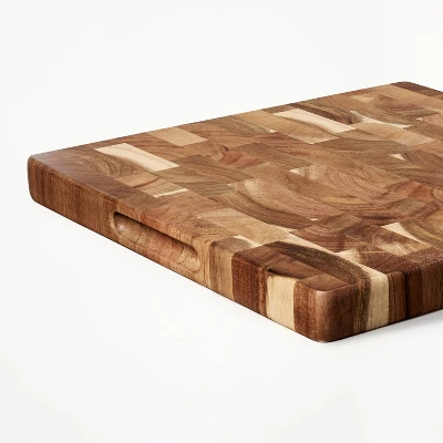 14"x14" End Grain Acacia Wood Cutting Board Natural - Figmint™ 5 14"x14" End Grain Acacia Wood Cutting Board Natural - Figmint™ - Image 3