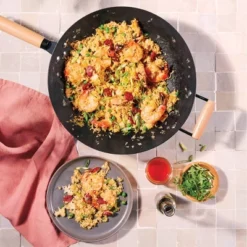 13.5" Carbon Steel Wok Dark Gray - Figmint™: 6 Qt Capacity, Hand Wash, Gas & Electric Compatible