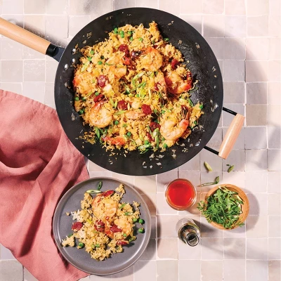 13.5" Carbon Steel Wok Dark Gray - Figmint™: 6 Qt Capacity, Hand Wash, Gas & Electric Compatible 3 13.5" Carbon Steel Wok Dark Gray - Figmint™: 6 Qt Capacity, Hand Wash, Gas & Electric Compatible