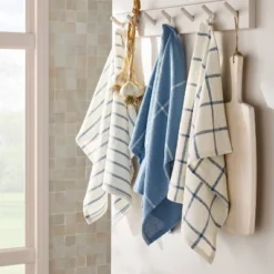 3pk Kitchen Towels Blue - Figmintâ„¢: Cotton Check Dish Towel Set, 28"x18", OEKO-TEX Certified, Easter Decor