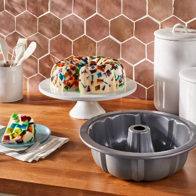 12 Cup Nonstick Carbon Steel Fluted Cake Pan Gray - Figmint™ 3 12 Cup Nonstick Carbon Steel Fluted Cake Pan Gray - Figmint™