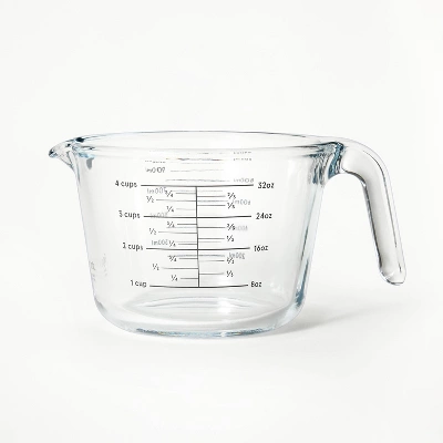 4 Cup Glass Measuring Cup Clear - Figmint™: Borosilicate, Microwave & Dishwasher Safe, 32oz Capacity 6 4 Cup Glass Measuring Cup Clear - Figmint™: Borosilicate, Microwave & Dishwasher Safe, 32oz Capacity - Image 4