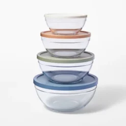 8pc Glass Set Of 4 Mixing Bowls With Lids Clear - Figmint™: Microwave Without Lid & Freezer Safe, Glass & Plastic -Figmint GUEST aa95db79 3392 4b4b 8257 1d1aaef702f7