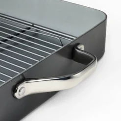 15.74" Aluminum Ceramic Roasting Pan Dark Gray - Figmint™: Nonstick, Dishwasher & Oven-Safe, 7.9 Qt Capacity -Figmint GUEST acb84016 0dc4 4f8b 8a8b 85e8220b950c