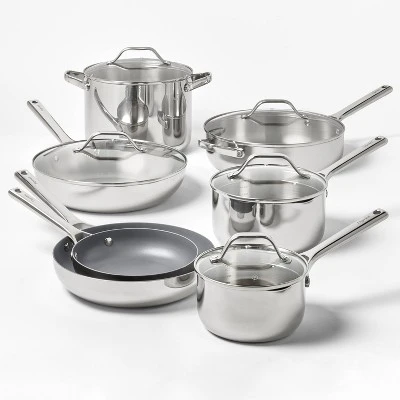 2pc Stainless Steel Ceramic Coated Nonstick Fry Pan Set Dark Gray - Figmint™ 7 2pc Stainless Steel Ceramic Coated Nonstick Fry Pan Set Dark Gray - Figmint™ - Image 5