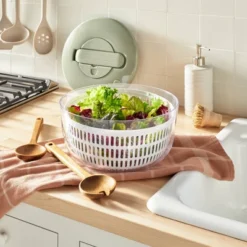5qt Salad Spinner Clear - Figmintâ„¢: Large Strainer, ABS Material, Hand Wash, 3-Piece Set, 10.75" Width & Depth