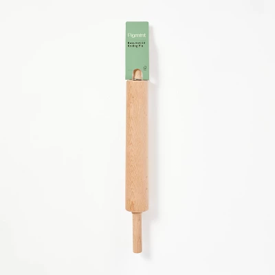 10" Wood Rolling Pin Light Brown - Figmint™: Handled Wooden Roller For Baking, Hand Wash, 19.24" Length 5 10" Wood Rolling Pin Light Brown - Figmint™: Handled Wooden Roller For Baking, Hand Wash, 19.24" Length - Image 3