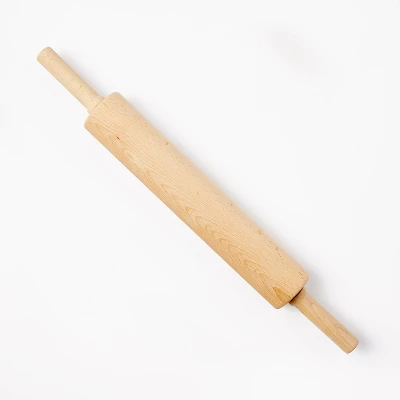 10" Wood Rolling Pin Light Brown - Figmint™: Handled Wooden Roller For Baking, Hand Wash, 19.24" Length 6 10" Wood Rolling Pin Light Brown - Figmint™: Handled Wooden Roller For Baking, Hand Wash, 19.24" Length - Image 4