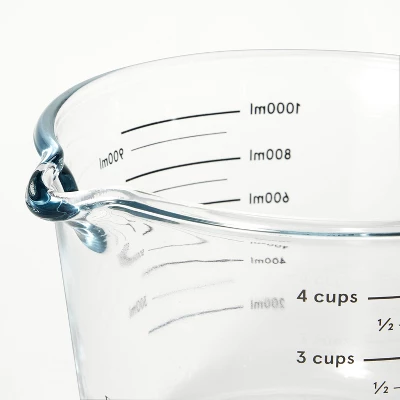 4 Cup Glass Measuring Cup Clear - Figmint™: Borosilicate, Microwave & Dishwasher Safe, 32oz Capacity 4 4 Cup Glass Measuring Cup Clear - Figmint™: Borosilicate, Microwave & Dishwasher Safe, 32oz Capacity - Image 2