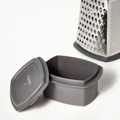 Stainless Steel Box Grater With Removable Bottom Container And Lid Silver/Gray - Figmint™: Cheese Grater Handheld, Dishwasher-Safe -Figmint GUEST caa7e527 aedf 41a7 ae5e bf4fe1f24925