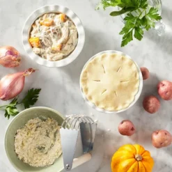 2pc Round Stoneware Mini Pie Dish Cream - Figmintâ„¢: Small Baking Dish, Pot Pie Dish, Figmint Kitchen Essentials